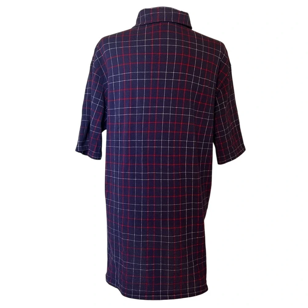 Vintage Polo by Ralph Lauren Navy Blue,‎ Red and White Plaid Polo Shirt Size L